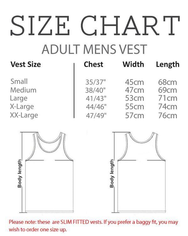 Size Chart - Adult Men's Vest