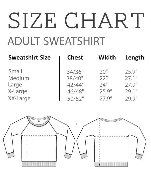 Size Chart - Adult Sweatshirt