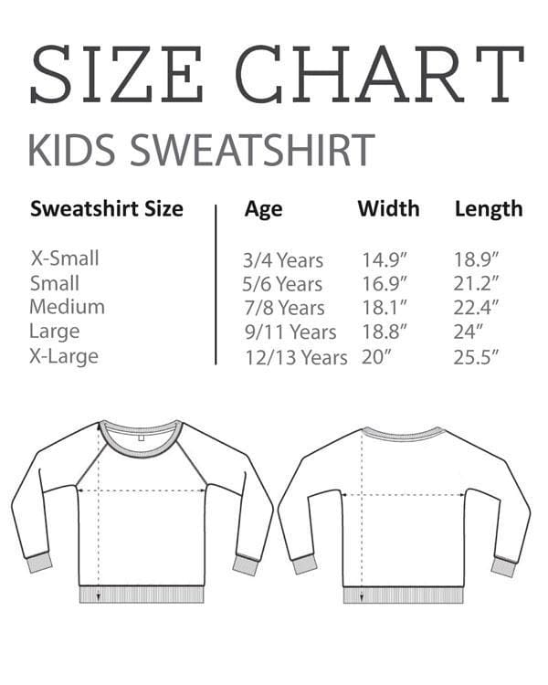 Size Chart - Kid's Sweatshirt